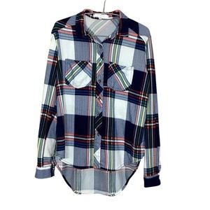Eden & Olivia by Anthropologie Size Small Blue Plaid Flannel Shirt